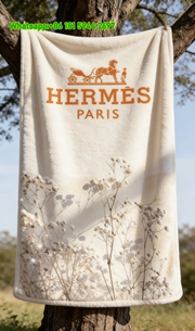Elegant Hermès Paris Carriage Flannel Sofa Throw Blanket IMG_4941